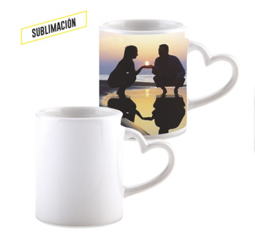 Mug Ceramica para Sublimacion Corazon 11oz